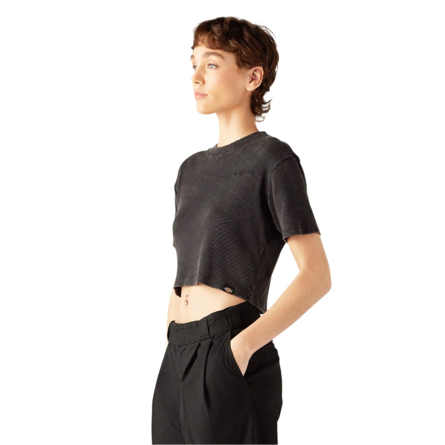 PLENTYWOOD CROPPED T-SHIRT - BLACK
