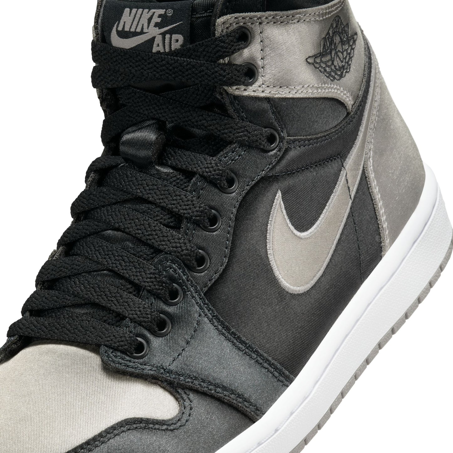 JORDAN 1 RETRO HI OG 'SATIN SHADOW' - BLACK/MEDIUM GREY/WHITE