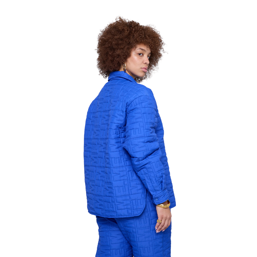 Monogram Quilted Puff Shacket - Cobalt