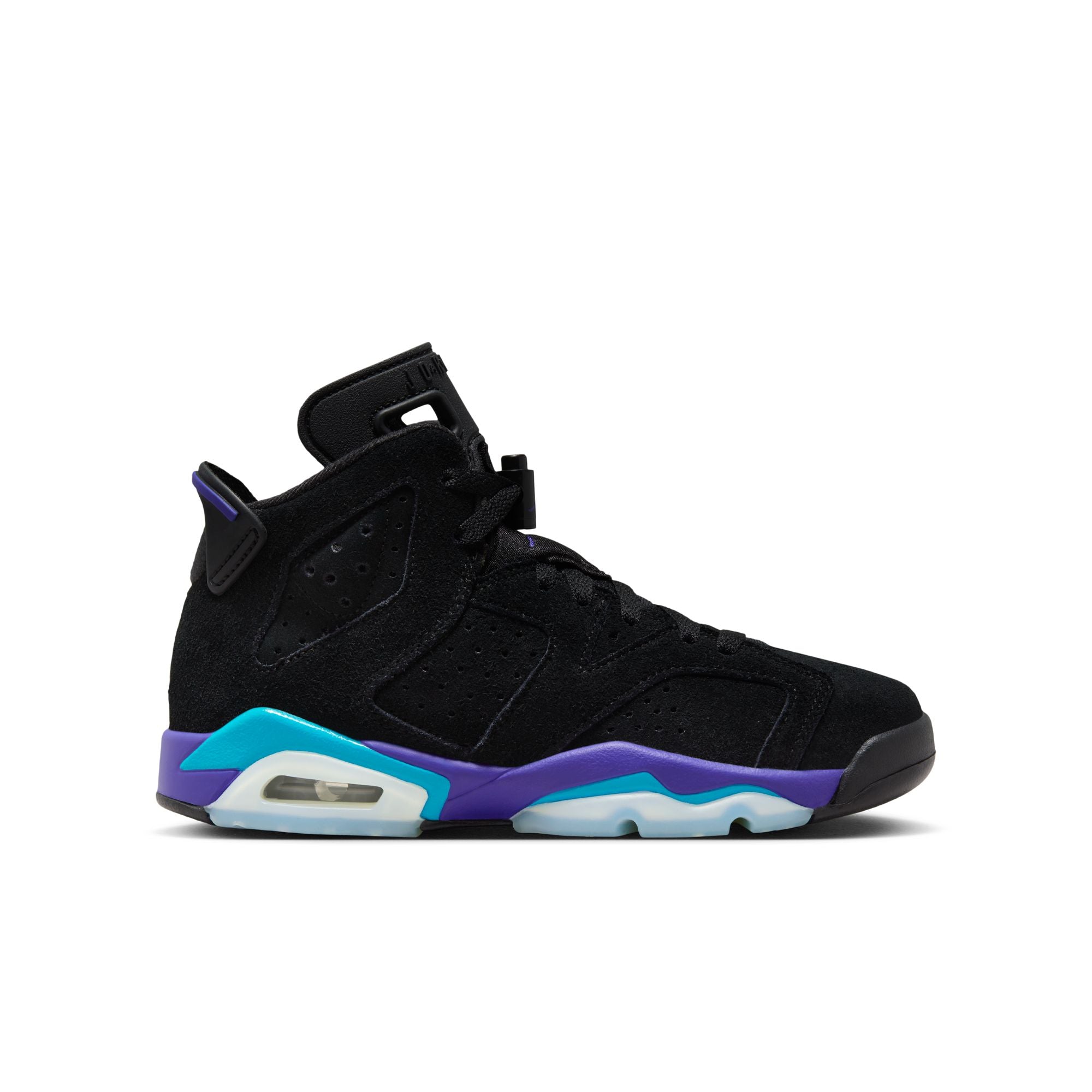 JORDAN 6 RETRO &#39;AQUA&#39; (GS)- BLACK/BRIGHT CONCORD/AQUATONE