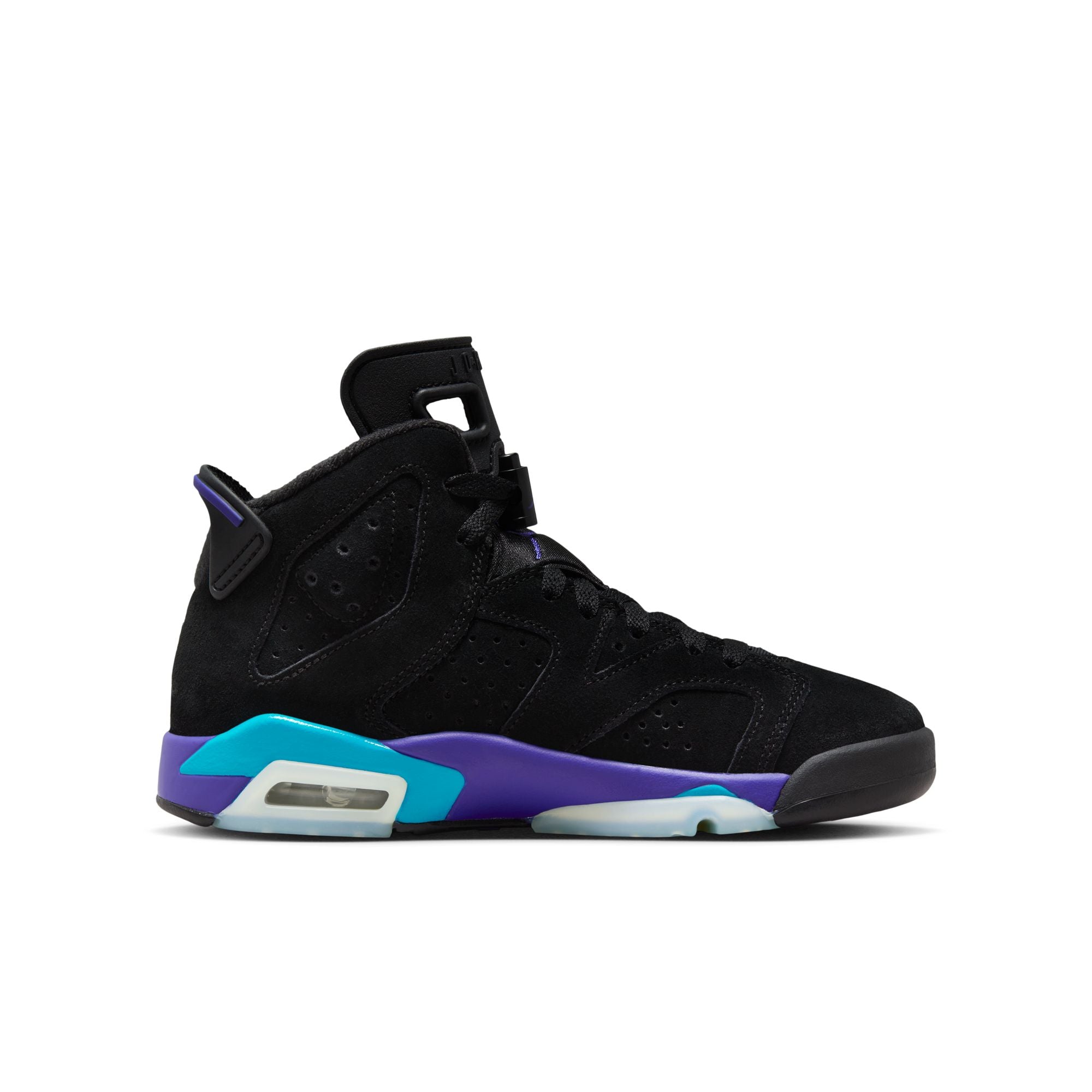 JORDAN 6 RETRO &#39;AQUA&#39; (GS)- BLACK/BRIGHT CONCORD/AQUATONE