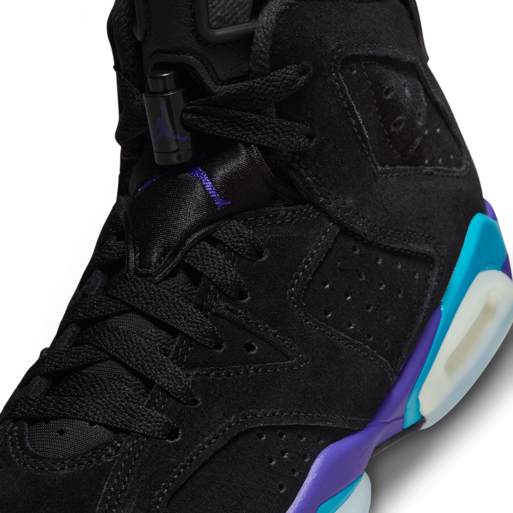 JORDAN 6 RETRO &#39;AQUA&#39; (GS)- BLACK/BRIGHT CONCORD/AQUATONE