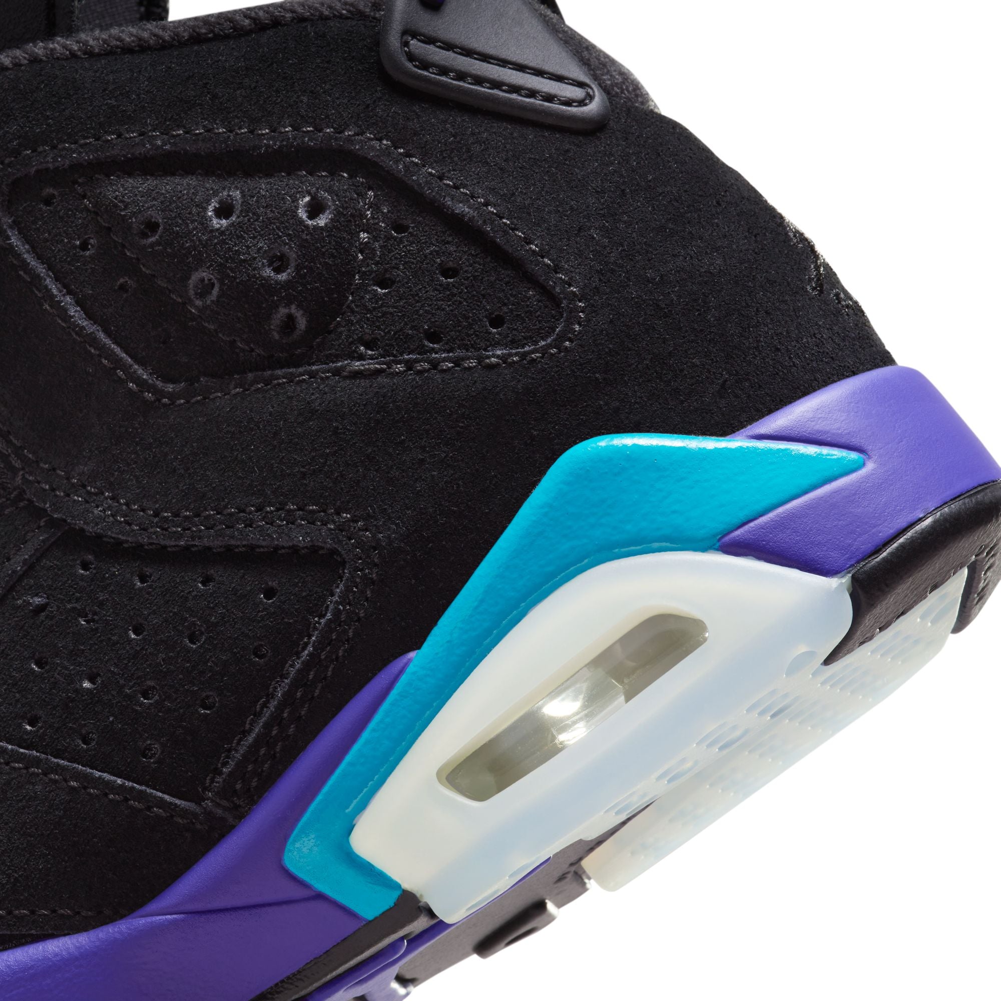 JORDAN 6 RETRO &#39;AQUA&#39; (GS)- BLACK/BRIGHT CONCORD/AQUATONE