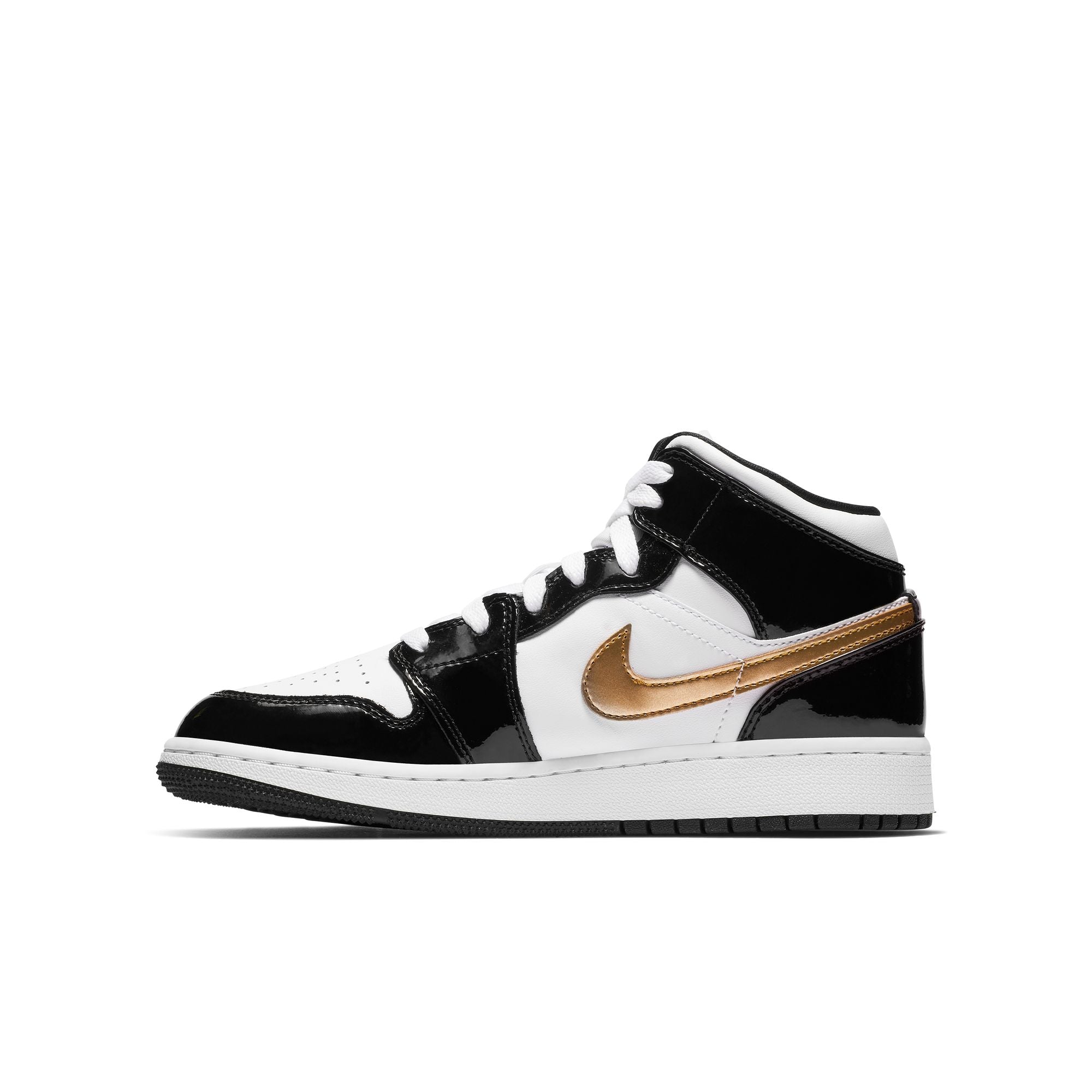 JORDAN 1 MID SE &#39;BLACK GOLD&#39; (GS) - BLACK/METALLIC GOLD/WHITE