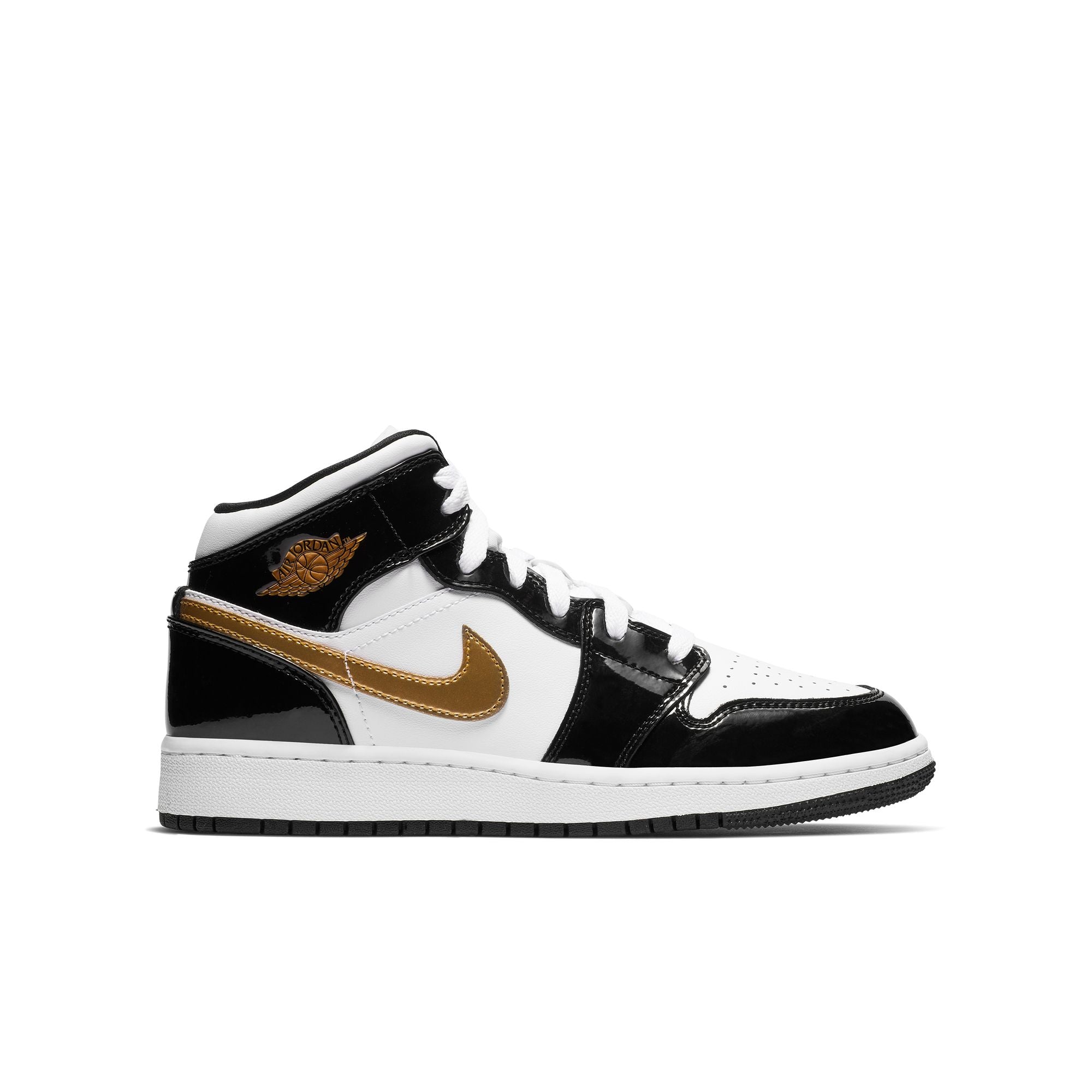 JORDAN 1 MID SE &#39;BLACK GOLD&#39; (GS) - BLACK/METALLIC GOLD/WHITE