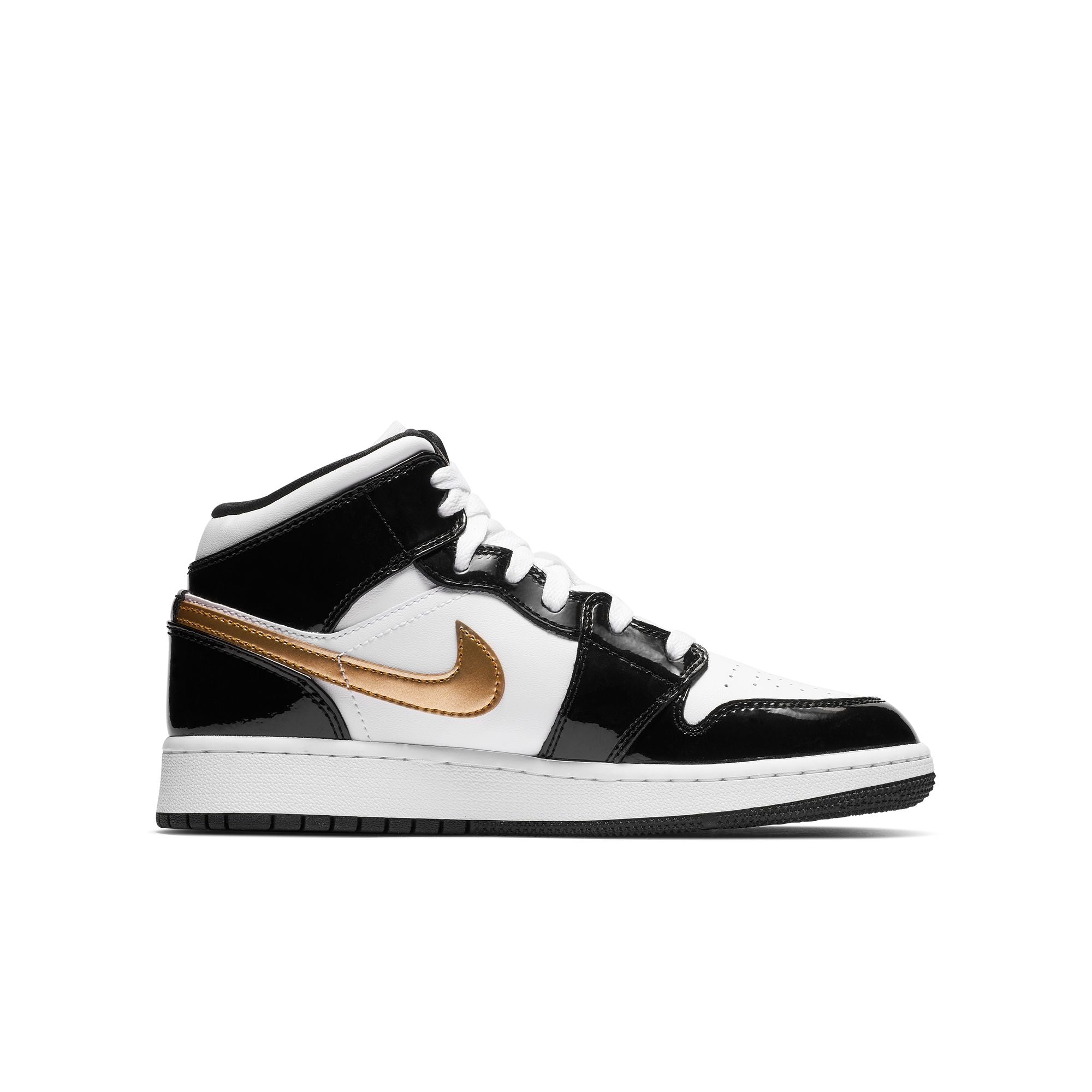 JORDAN 1 MID SE &#39;BLACK GOLD&#39; (GS) - BLACK/METALLIC GOLD/WHITE