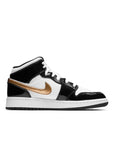 JORDAN 1 MID SE 'BLACK GOLD' (GS) - BLACK/METALLIC GOLD/WHITE