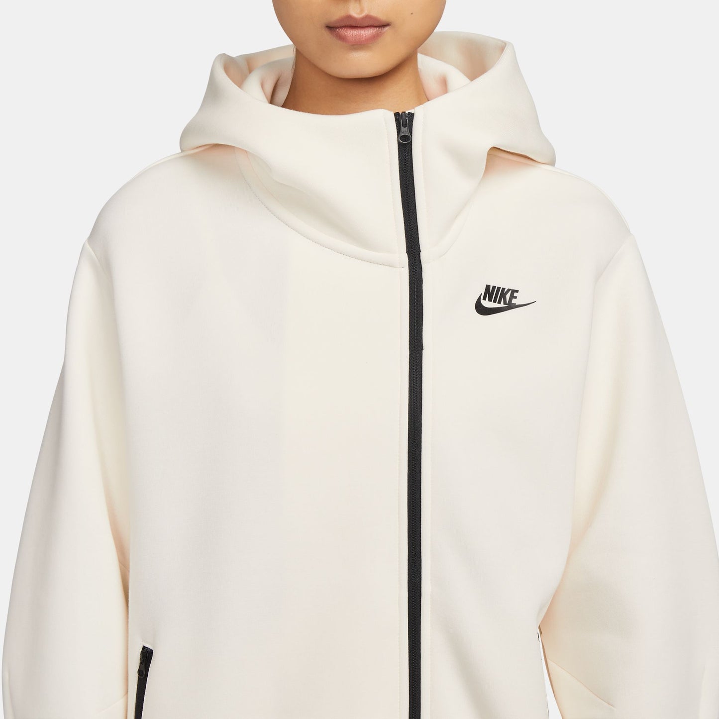 NSW TECH FLEECE Oversized Full-Zip Hoodie Cape - PALE IVORY/BLACK