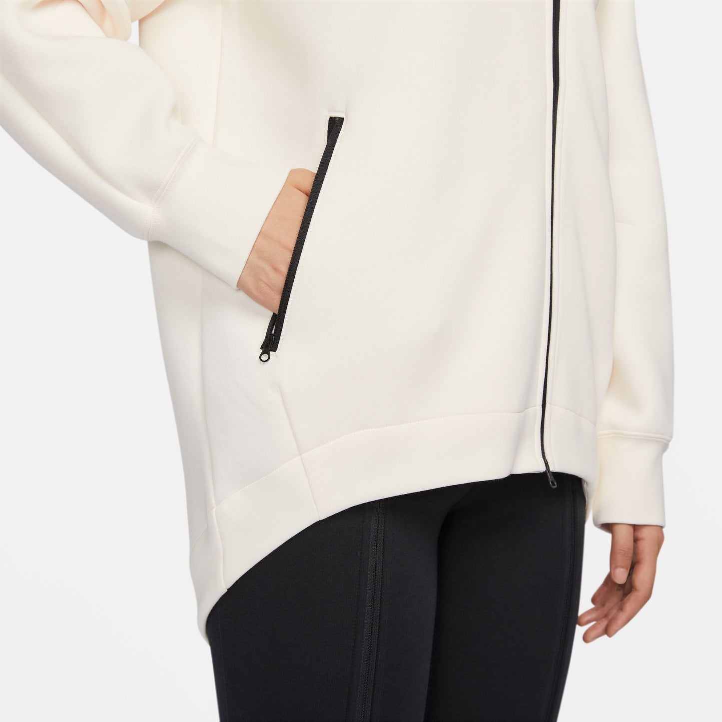 NSW TECH FLEECE Oversized Full-Zip Hoodie Cape - PALE IVORY/BLACK