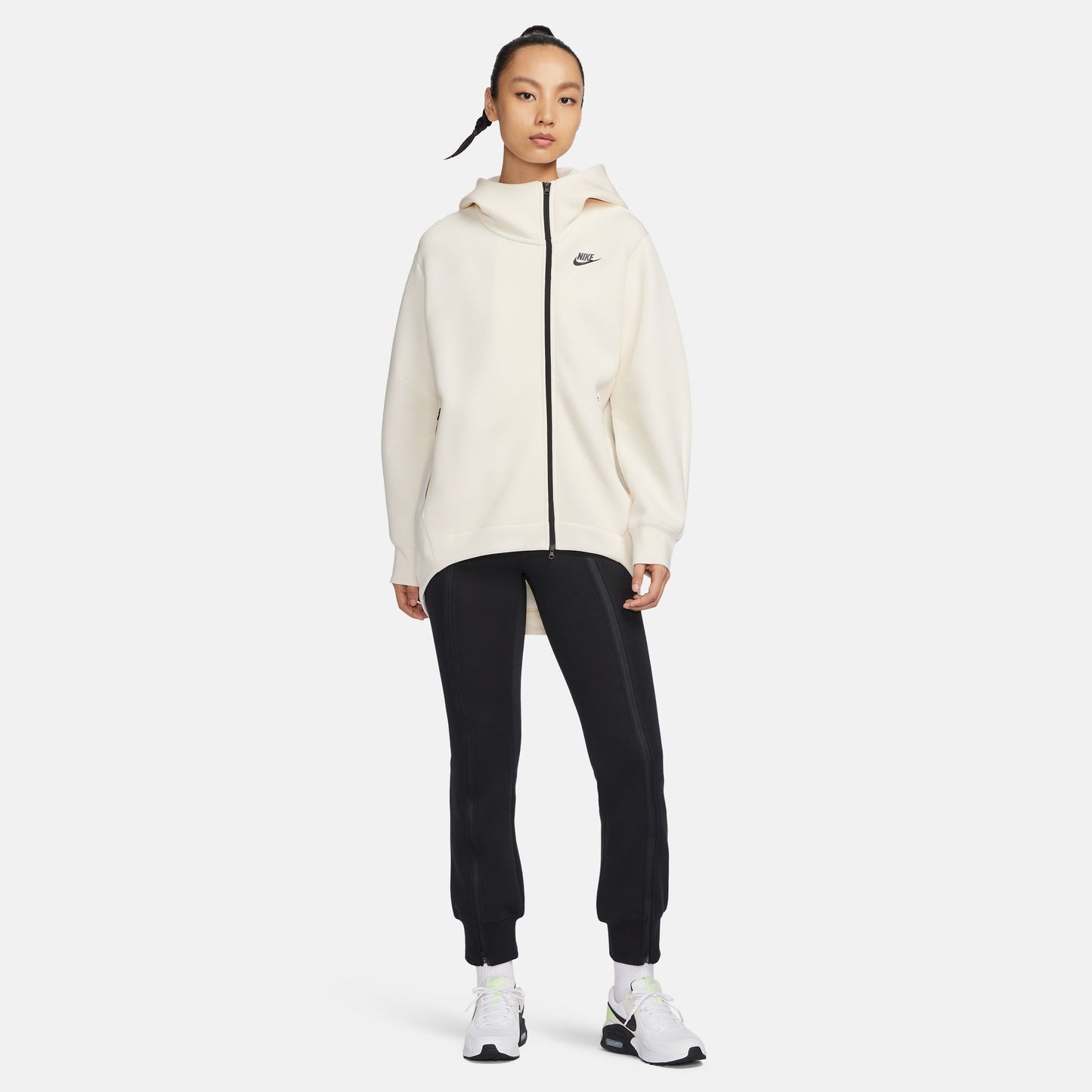 NSW TECH FLEECE Oversized Full-Zip Hoodie Cape - PALE IVORY/BLACK