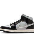 JORDAN 1 MID SE - BLACK/METALLIC SILVER/LT SMOKE GREY/SAIL