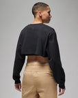 Women's Super Crop Long-Sleeve Graphic T-Shirt - Black