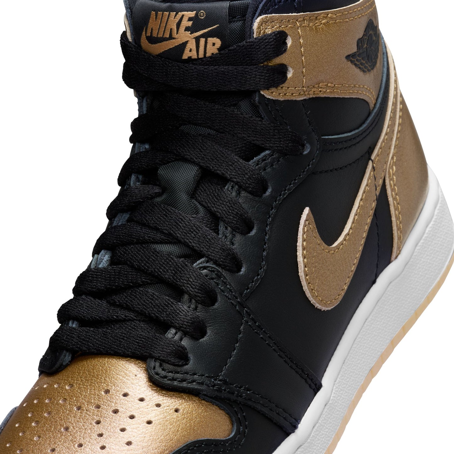 JORDAN 1 HIGH OG 'BLACK AND GOLD' (GS) - BLACK/METALLIC GOLD/SAIL