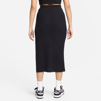 NSW CHILL KNIT SLIM RIBBED MIDI SKIRT - BLACK/BLACK