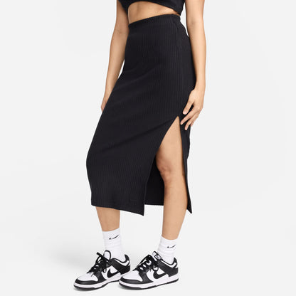 NSW CHILL KNIT SLIM RIBBED MIDI SKIRT - BLACK/BLACK