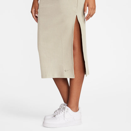 NSW CHILL KNIT SLIM RIBBED MIDI SKIRT - LT OREWOOD BRN/LT OREWOOD BRN