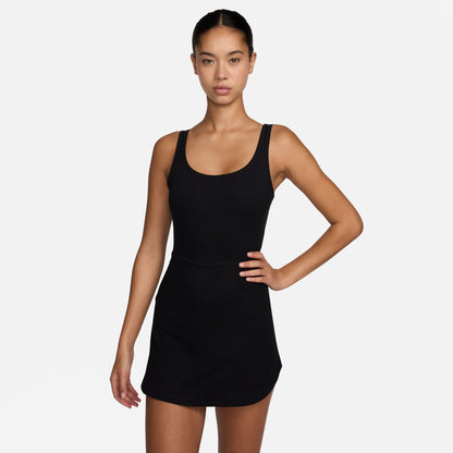 NIKE ONE DRI-FIT CAPSULE DRESS - BLACK/LT OREWOOD BRN/COOL GREY