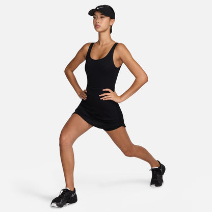 NIKE ONE DRI-FIT CAPSULE DRESS - BLACK/LT OREWOOD BRN/COOL GREY