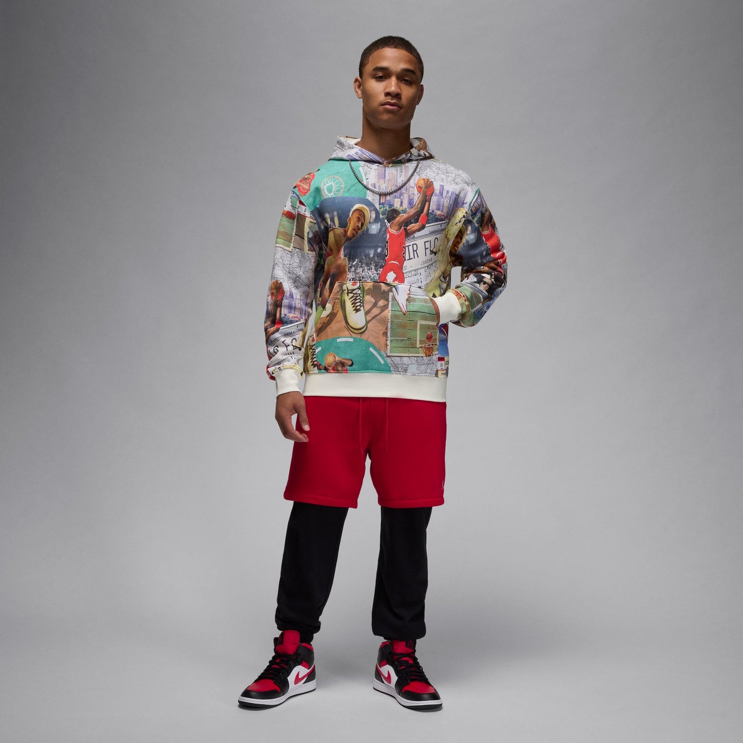 PRINTED PULLOVER HOODIE - SAIL