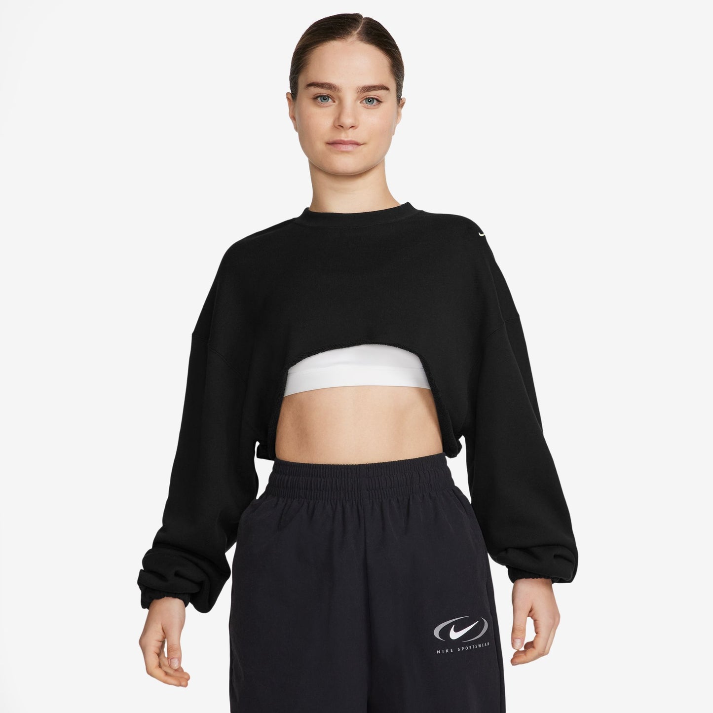 Women's Oversized French Terry Shrug - Black/Sail