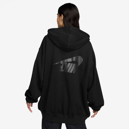 Women's Oversized Full-Zip French Terry Hoodie - Black