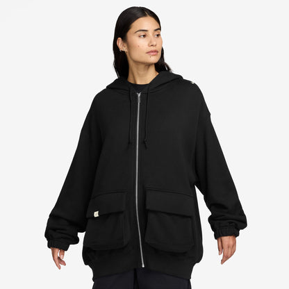 Women's Oversized Full-Zip French Terry Hoodie - Black