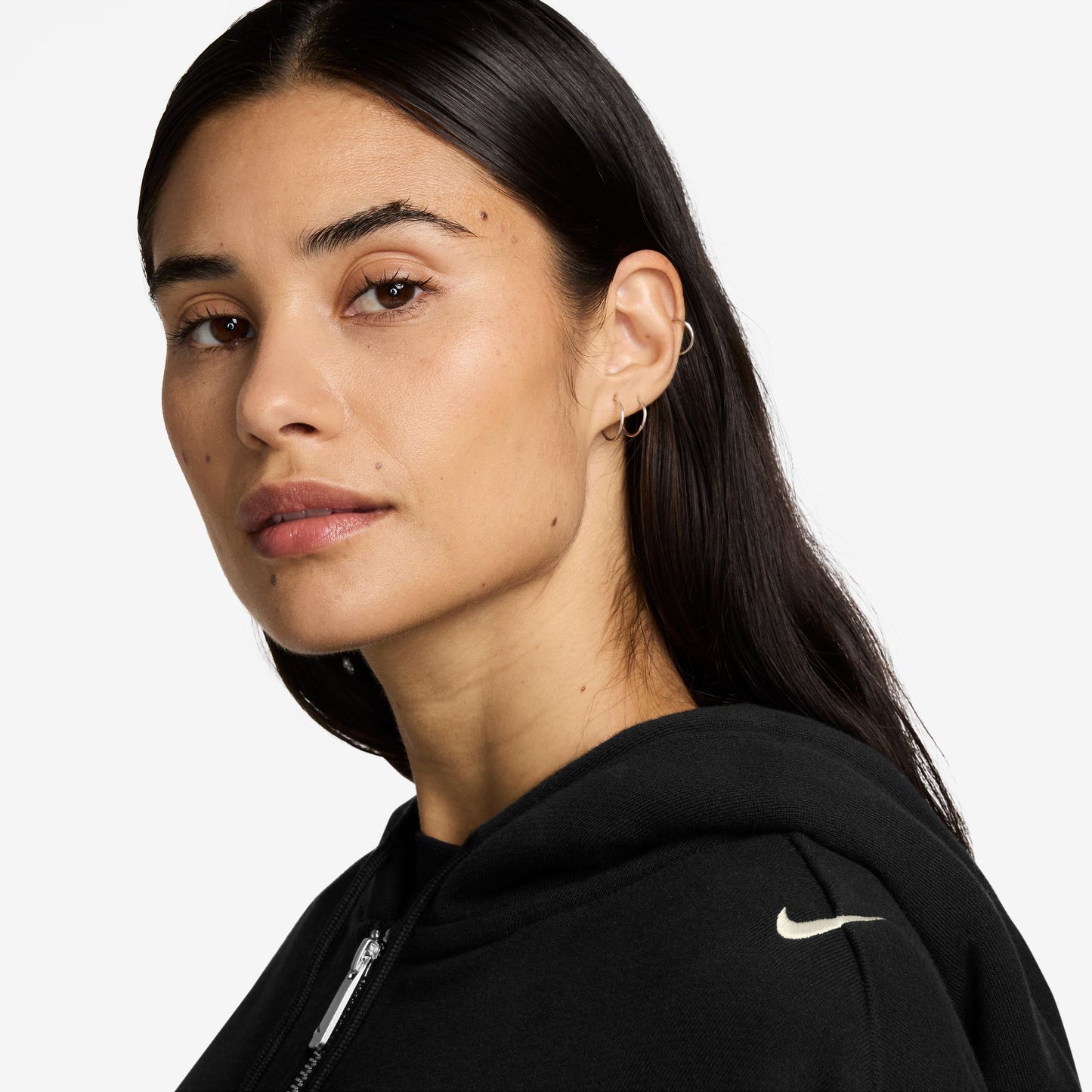 Women's Oversized Full-Zip French Terry Hoodie - Black