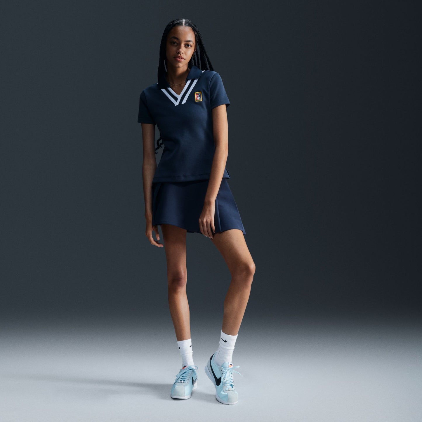 NIKE WOMEN BY YOON SS POLO TOP - ARMORY NAVY/WHITE