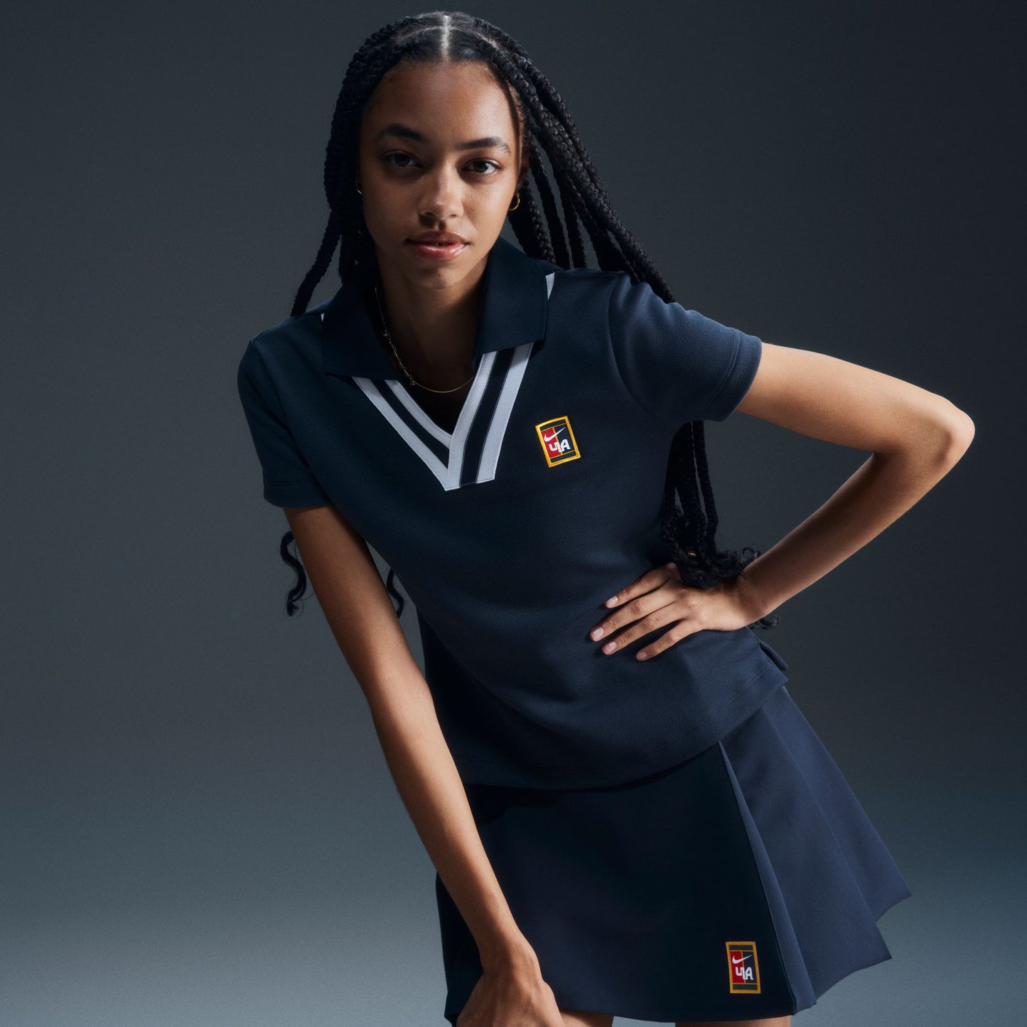 NIKE WOMEN BY YOON SS POLO TOP - ARMORY NAVY/WHITE