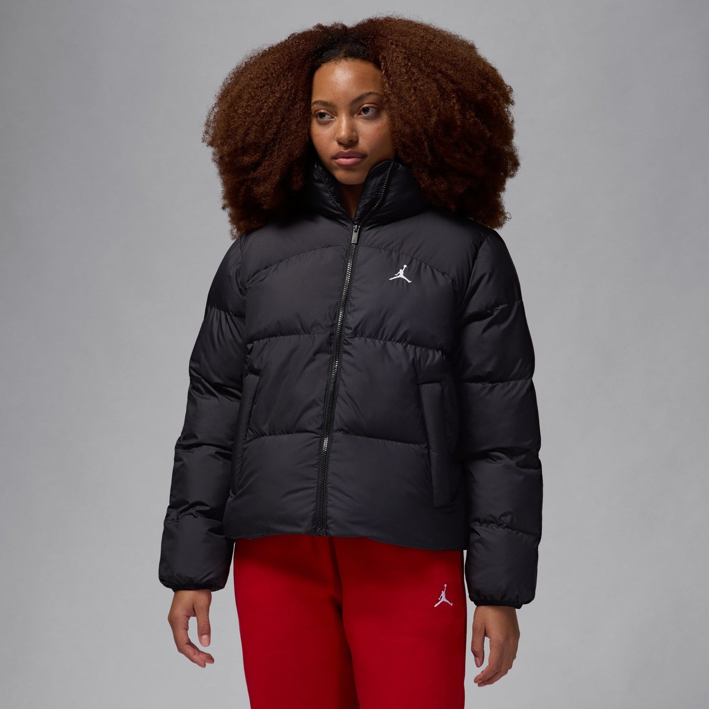 WOMEN'S PUFFER JACKET - BLACK/WHITE