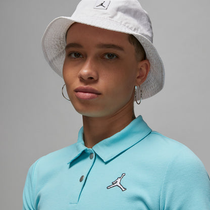 Cropped Ribbed Polo - Bleached Aqua