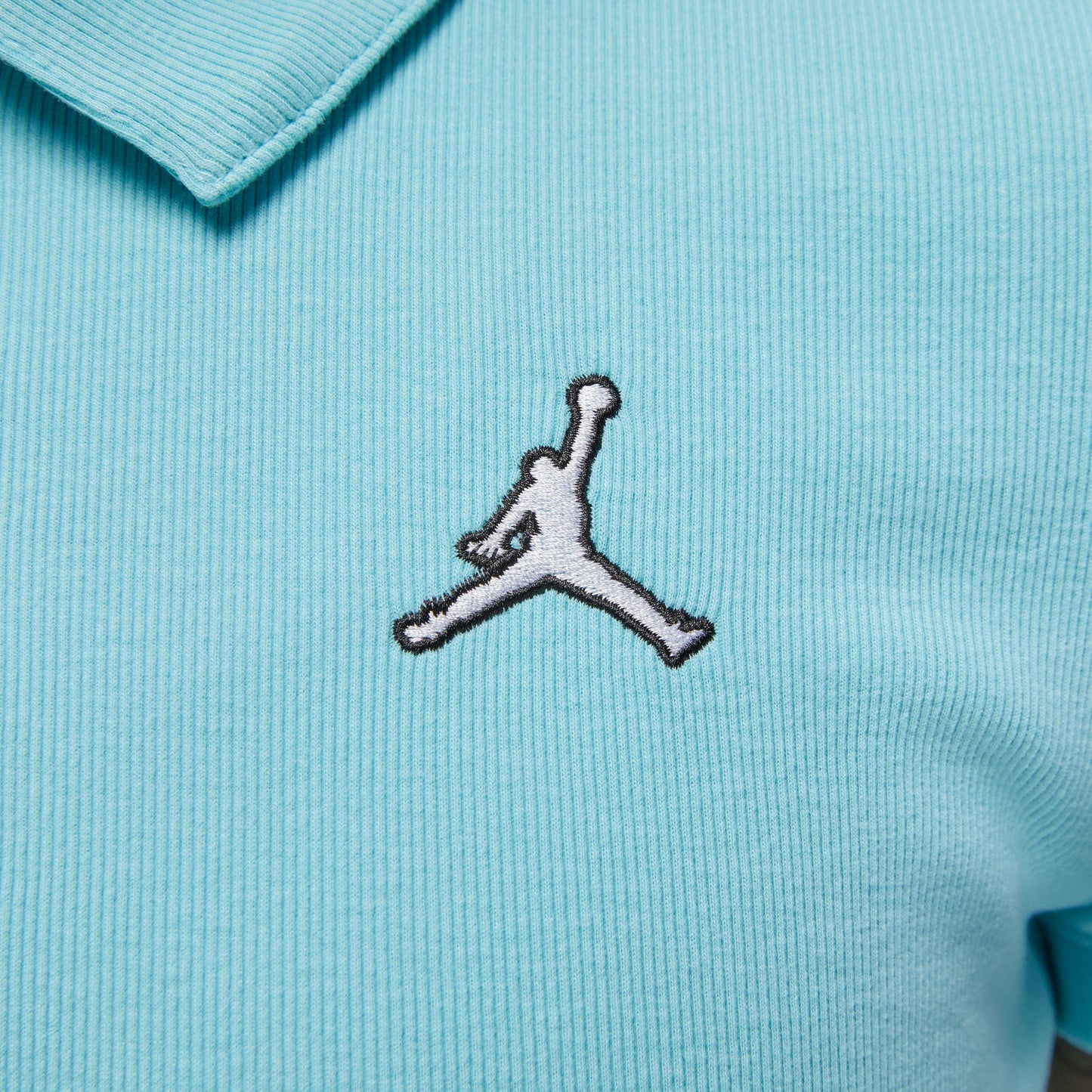 Cropped Ribbed Polo - Bleached Aqua