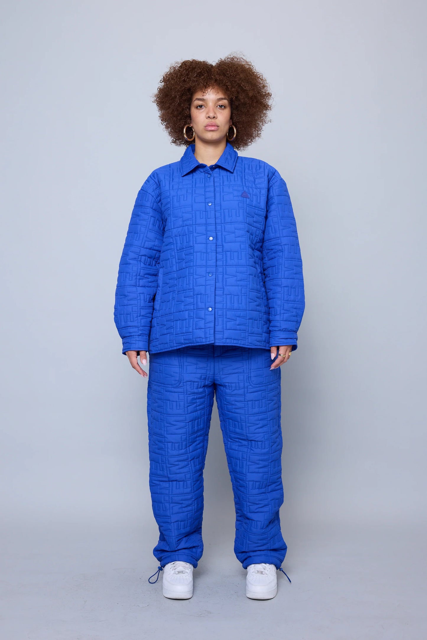 Monogram Quilted Puff Shacket - Cobalt