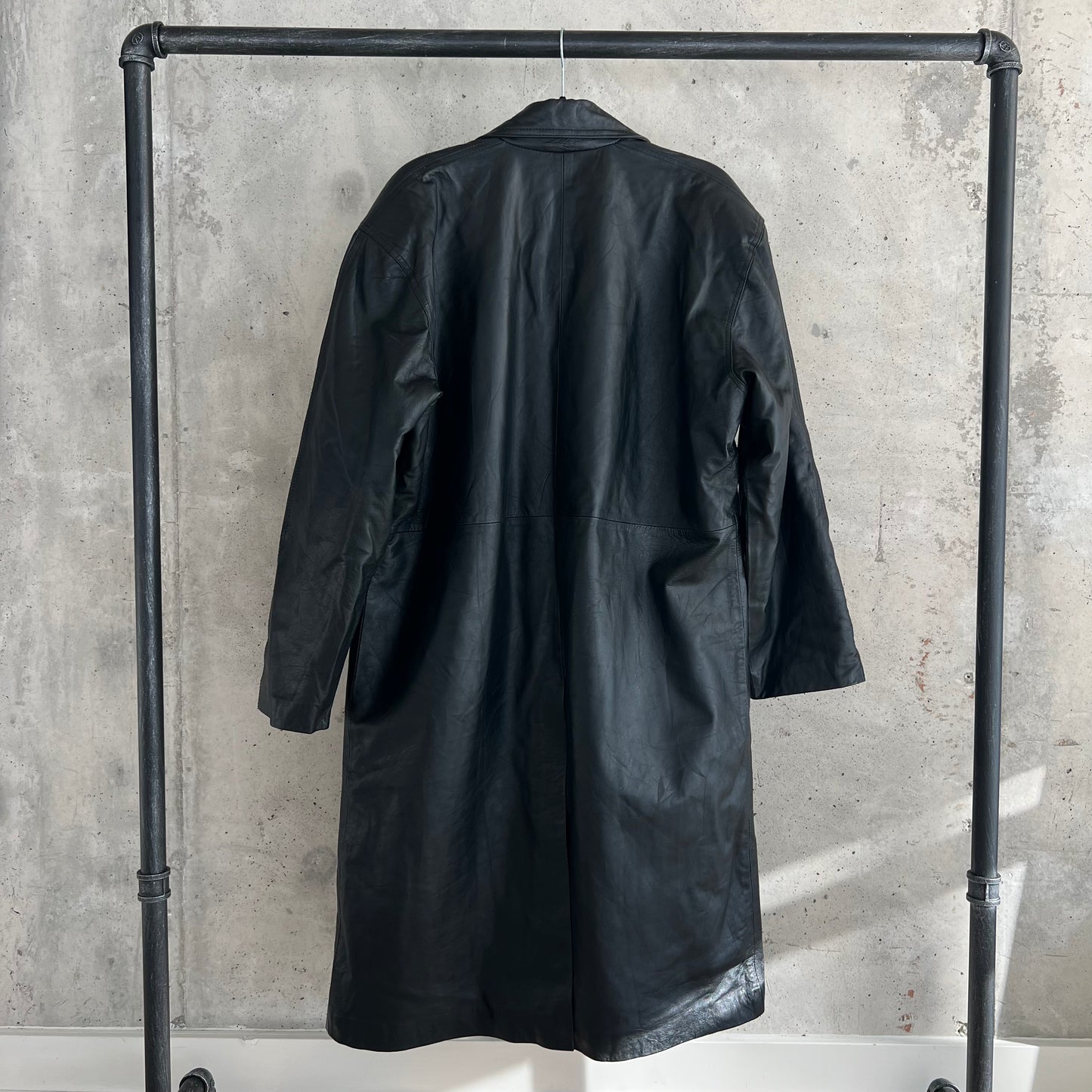 vintage leather oversized trench coat