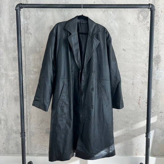 vintage leather oversized trench coat