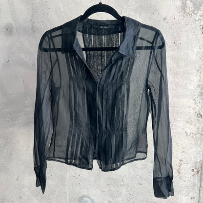 vintage silk sheer button up