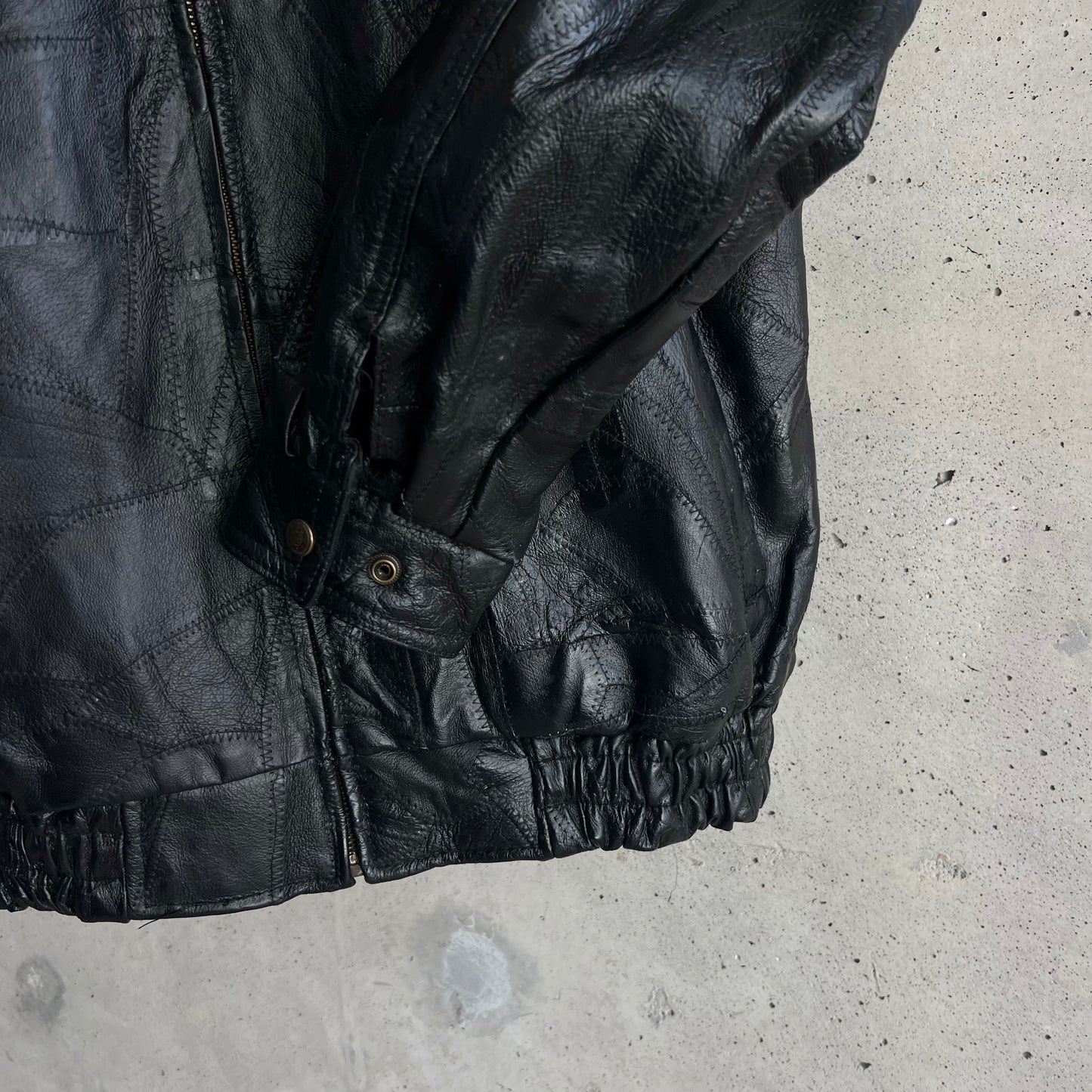 vintage leather patchwork bomber