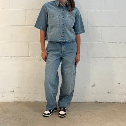 DENIM DOUBLE KNEE PANT - LIGHT WASH