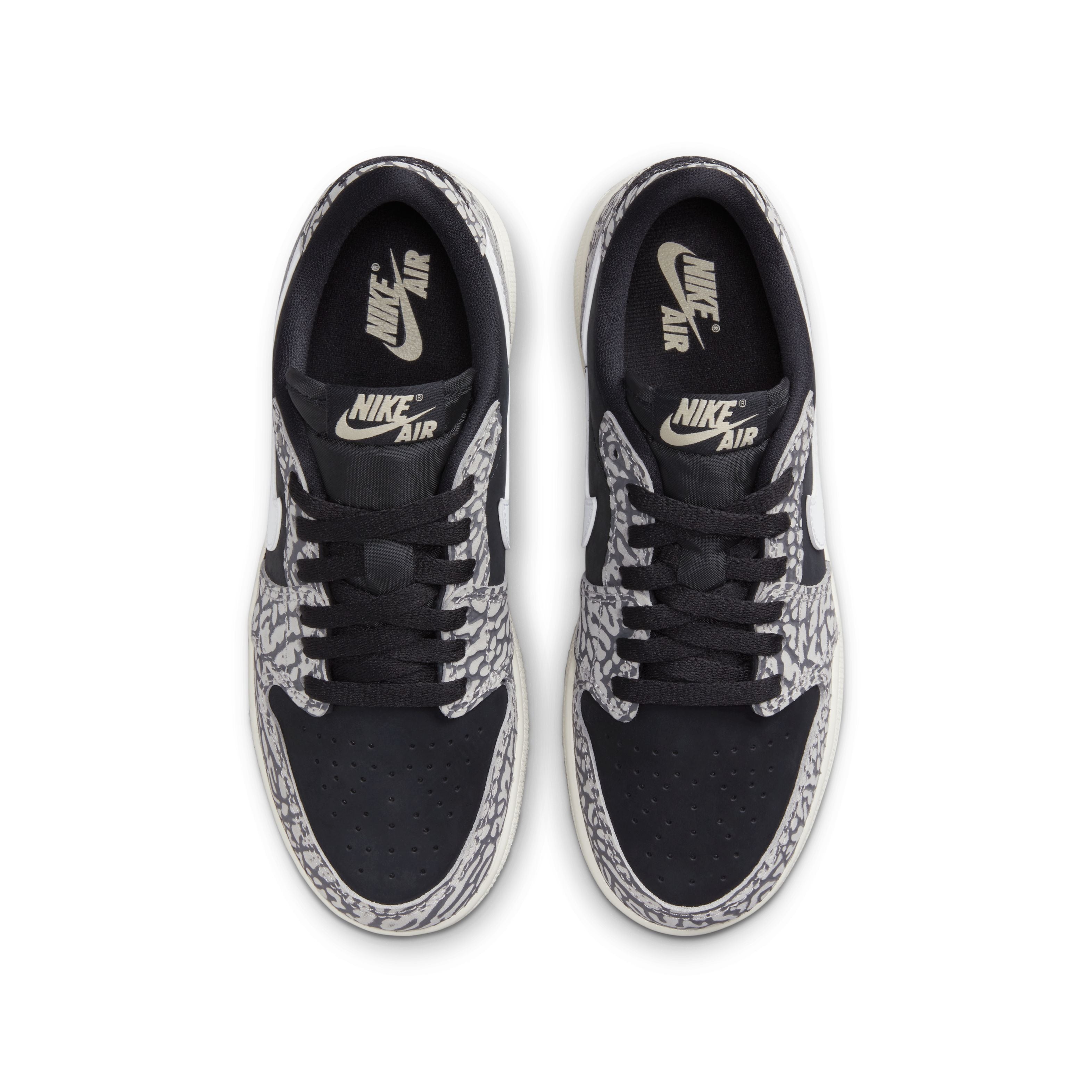 Jordan 1 Low OG (GS) - &#39;Elephant Print&#39; - Black/Muslin/Tech Grey/White