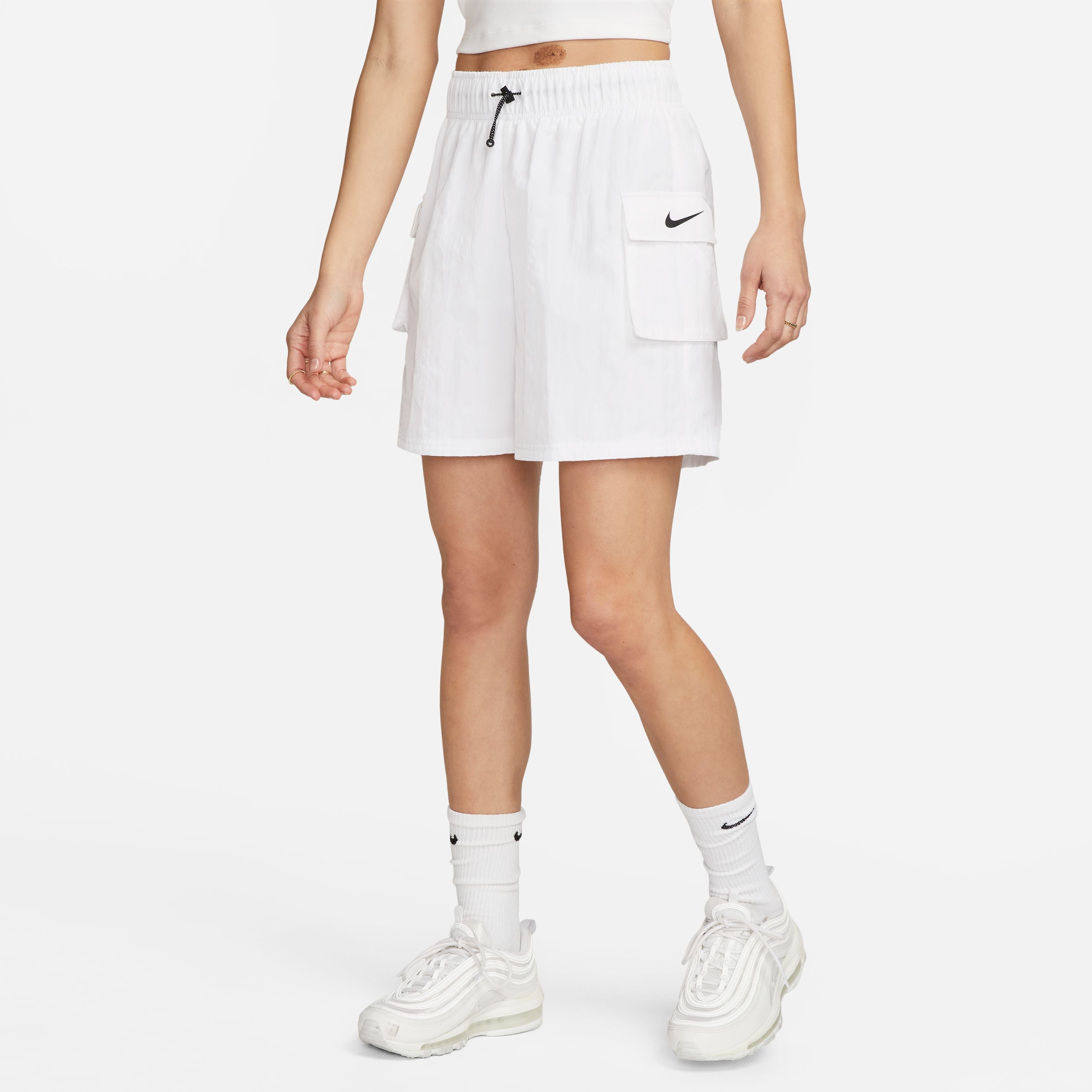 NSW Essential High-Rise Woven Shorts - White/Black