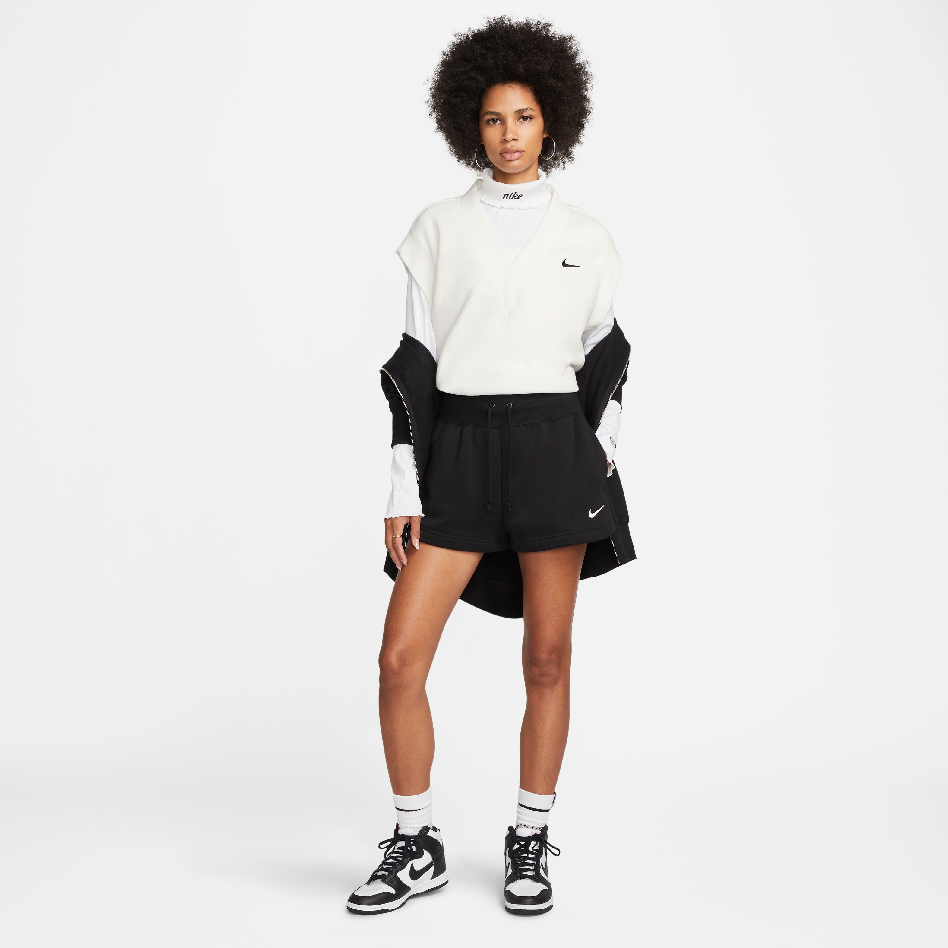 NSW Phoenix Fleece High-Waisted Shorts - Black