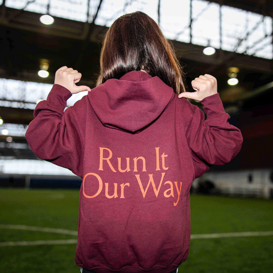 Run It Our Way Youth Hoodie - Might Maroon